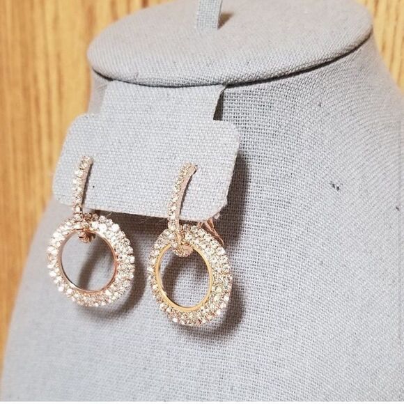 ⭐️3/$25⭐️ Brand New Diamond Chain Link Rose Gold Earrings - Picture 2 of 3